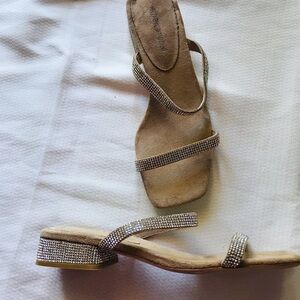 Jeffrey Campbell Beige Sandals with Rhinestone Straps‎